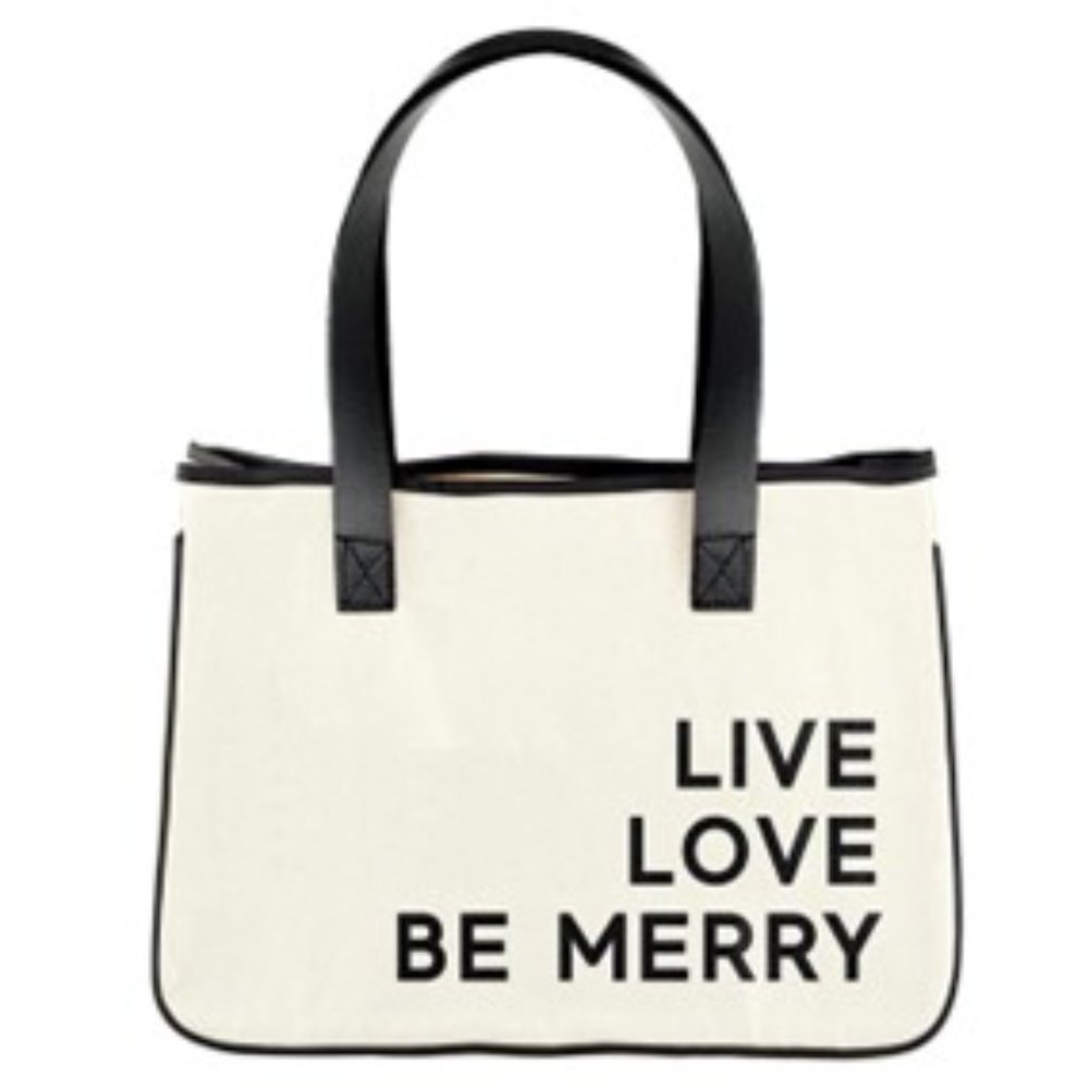 Mini Holiday Canvas Tote - Live Love Merry